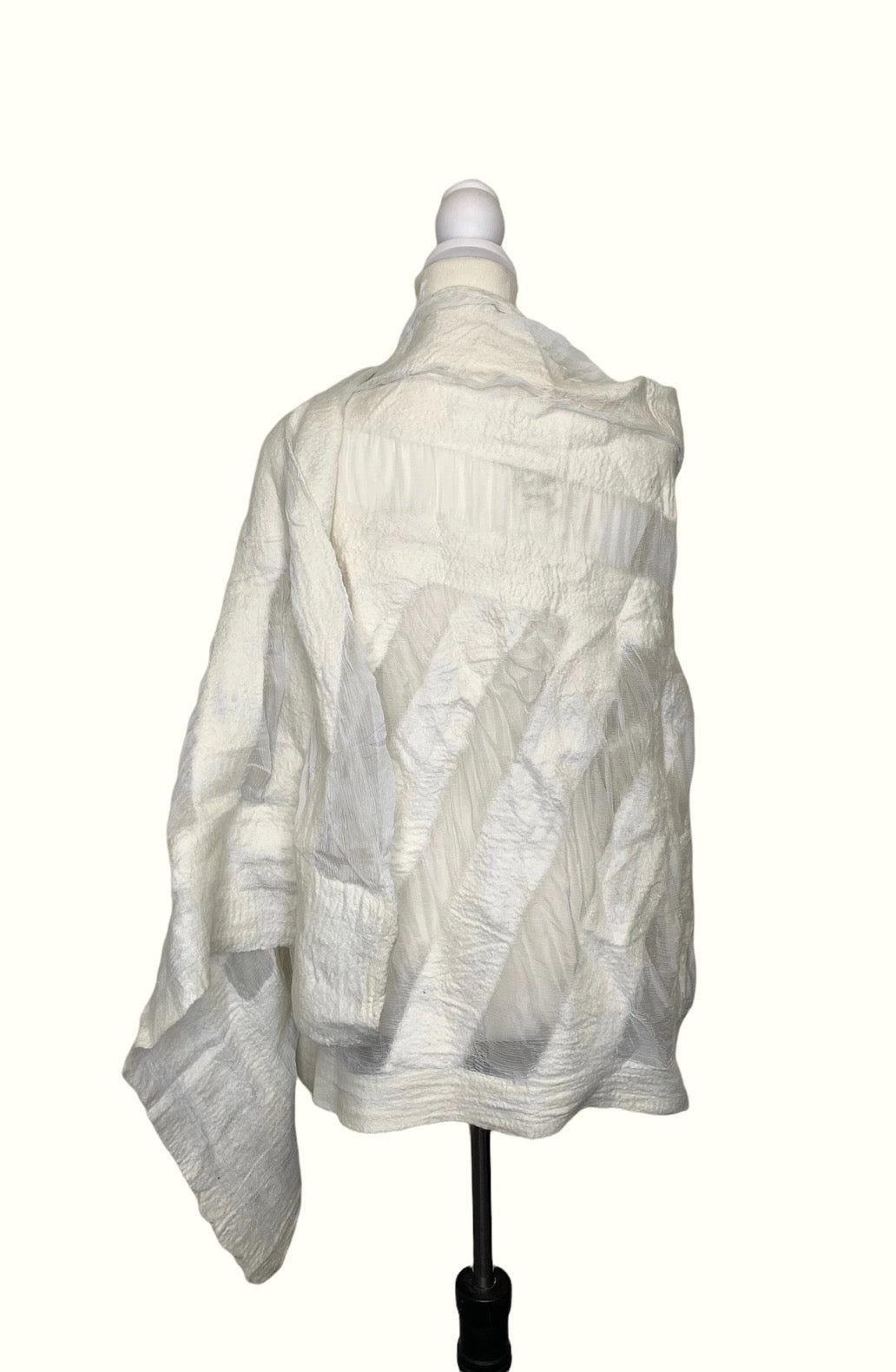 Wrap--"Stripes", Wool-Chiffon, WHITE (Pomegranate Moon)