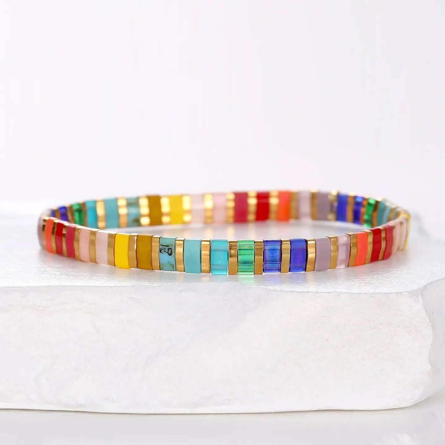 Bracelet--Glass Beads, Flat, Many Colors (Køss Design)