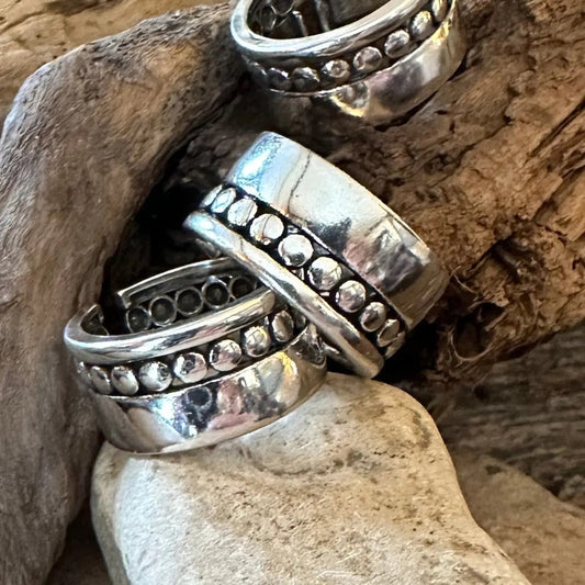 Ring--"Cascade", Adjustable, Sterling Silver (Bohemian Grace)