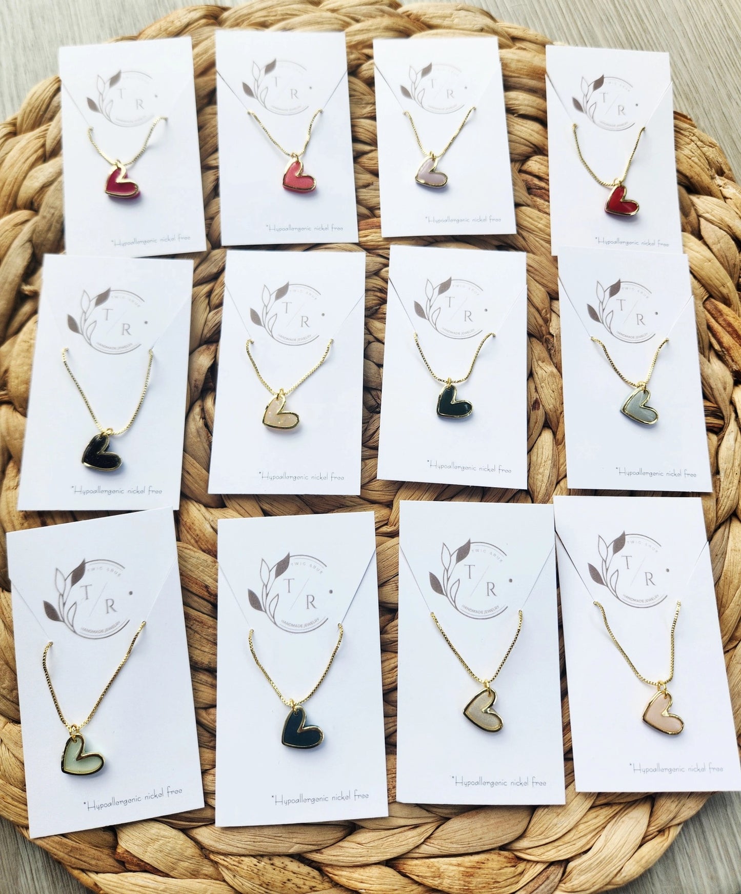 Necklace--Heart, Gold-Plated, 6 Colors (Twig & Rue)