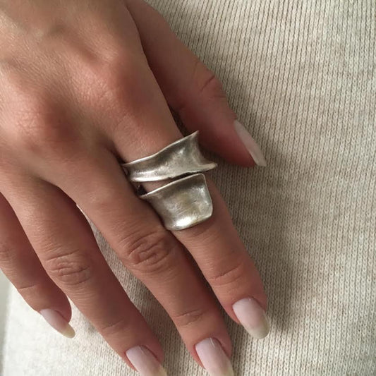 Ring--"Wide Wrap", Silver-Plated Brass/Gold-Plated Brass OR Brass (Volare)