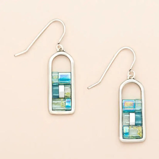 Earring--Frame w/Glass Beads, Marine/Silver (Scout Curated Wears)