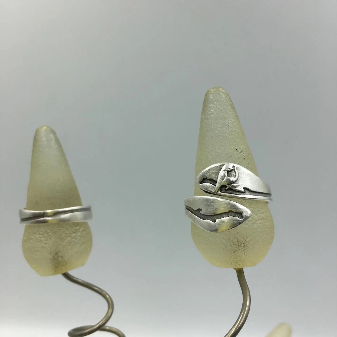 Ring--"Perched Bird on a Branch", Silver-Plated Brass (Volare)