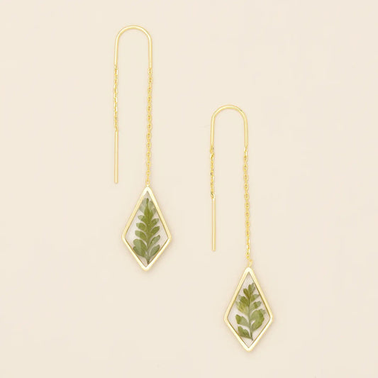 Earrings--Threader, Fern/Resin/Brass (Scout Curated Wears)