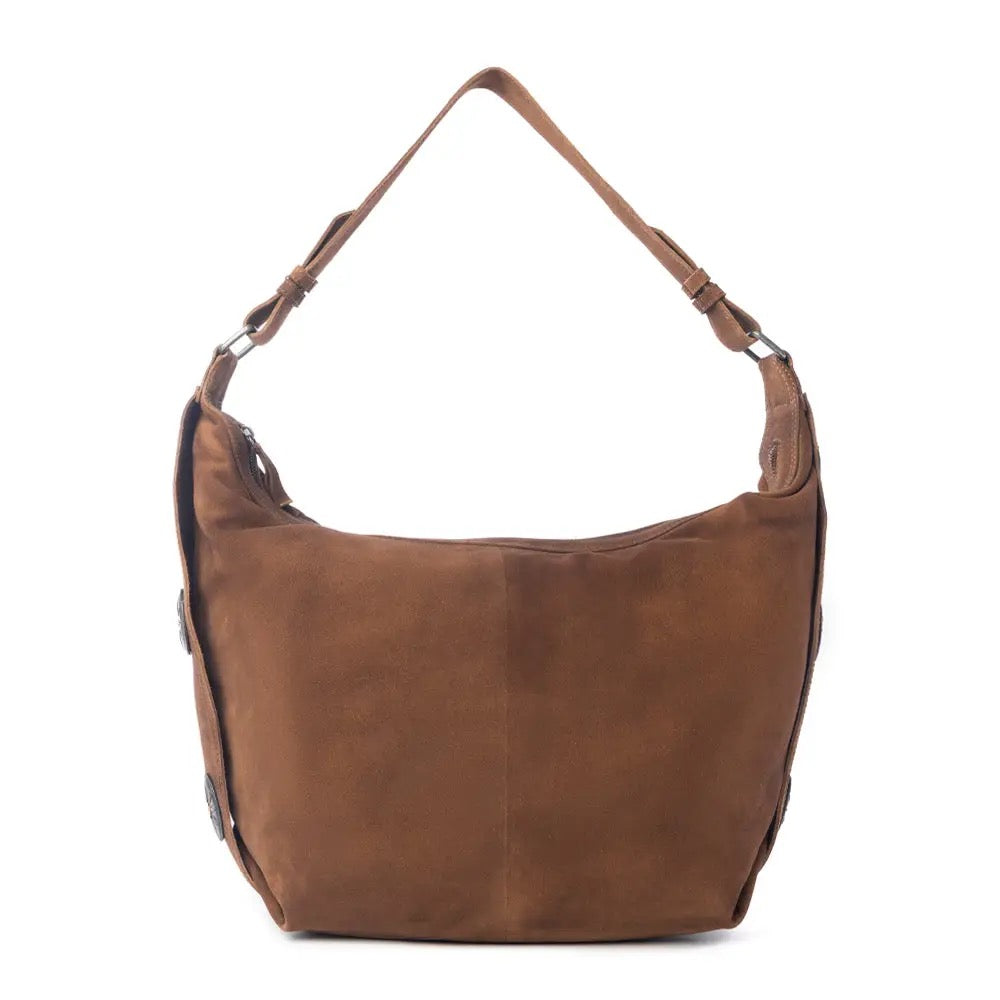 Bag--"Rustwood", Shoulder, Suede, Brown (Myra Bag)