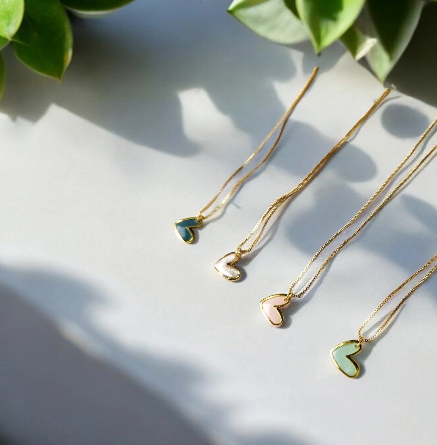 Necklace--Heart, Gold-Plated, 6 Colors (Twig & Rue)