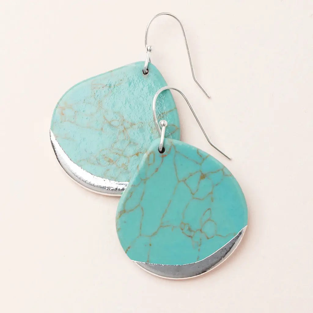 Earrings--Silver-Dipped Stone Earrings, Turquoise/Silver (Scout Curated Wears)