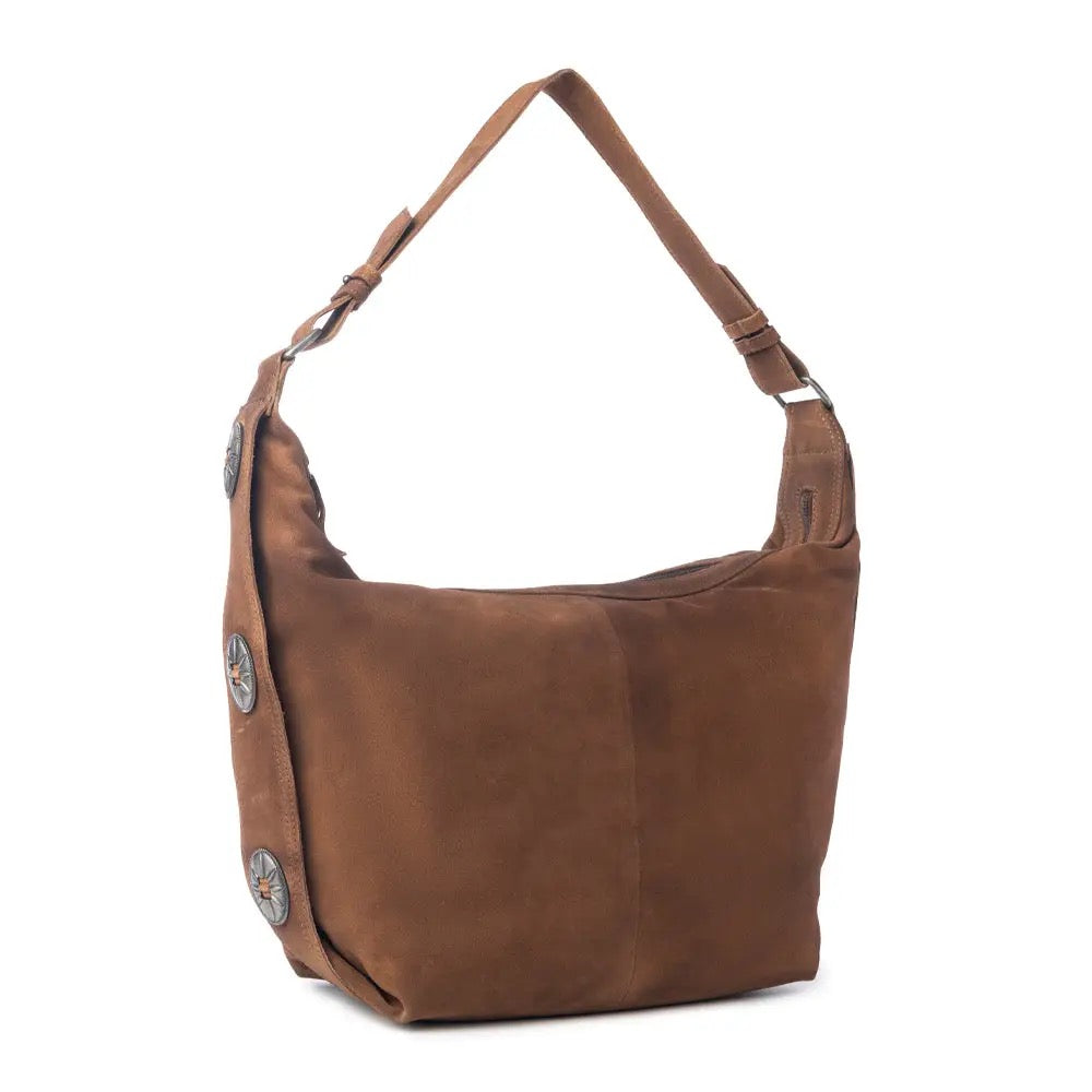 Bag--"Rustwood", Shoulder, Suede, Brown (Myra Bag)
