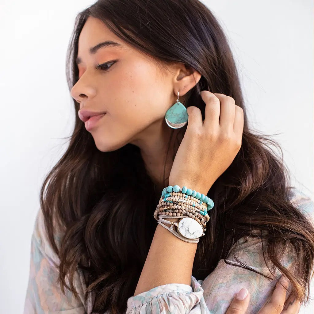 Earrings--Silver-Dipped Stone Earrings, Turquoise/Silver (Scout Curated Wears)