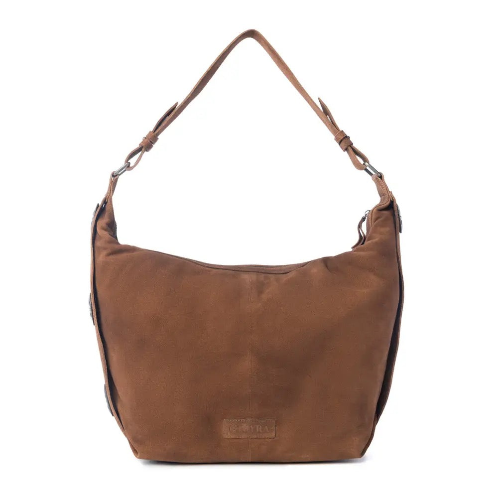 Bag--"Rustwood", Shoulder, Suede, Brown (Myra Bag)