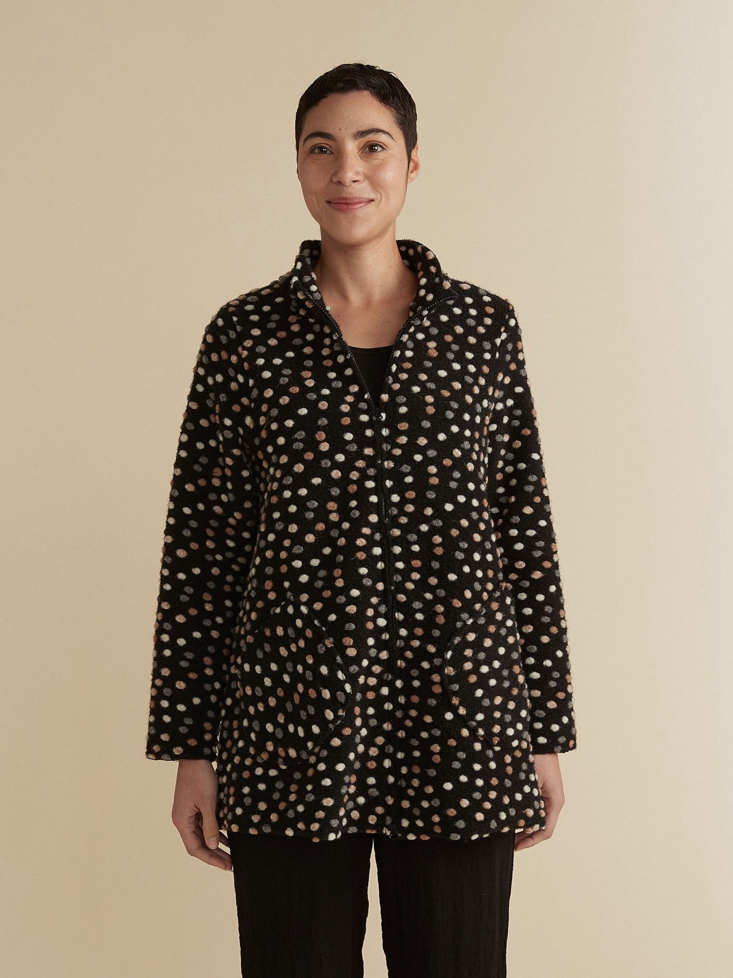 Coat--Swing, Polka-Dot, Black (cut loose)