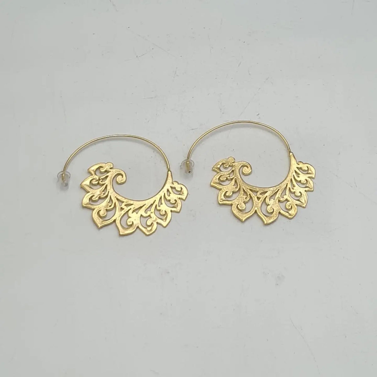 Earrings--"Crescent", Hoop-style, GOLD-Plated Pewter (Volare)