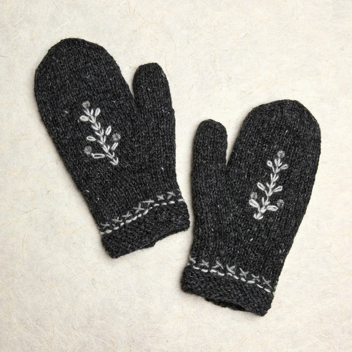 Mittens--"Winter Trees", Wool --Charcoal (By Many Hands)