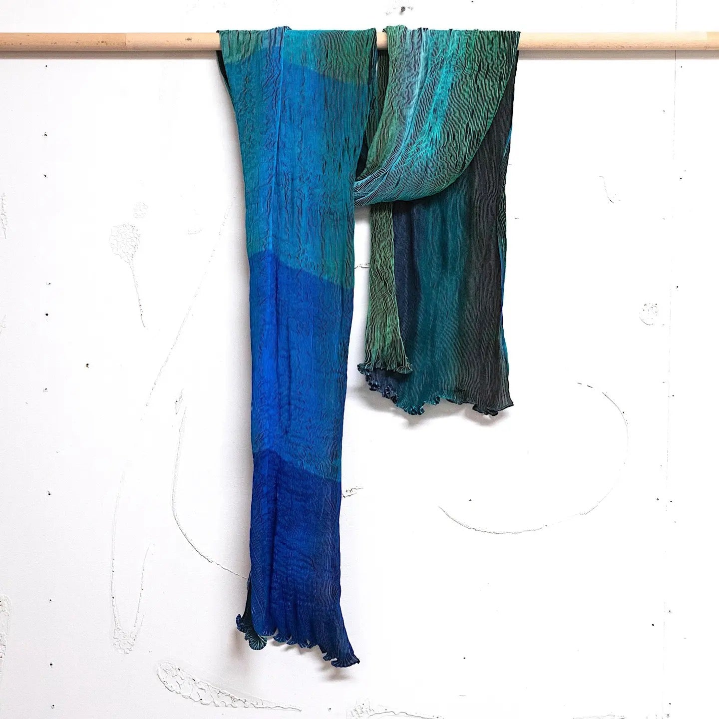 Scarf--"Slinky", Tie-Dyed, Silk, 5 Colorways (Marigold Row)