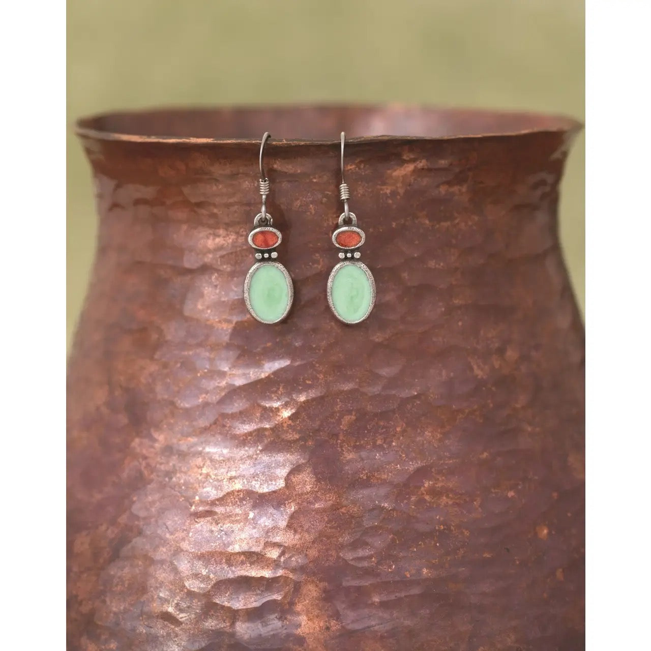 Earrings--"Fusion", Dangle, Pewter & Enamel (Danforth Pewter)