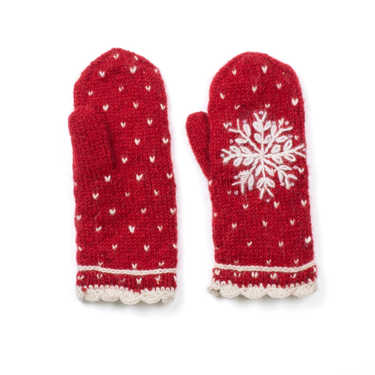 Mittens--Anoushka"--Snowflake, Embroidered, 4 Colors (Lost Horizons Knitwear)