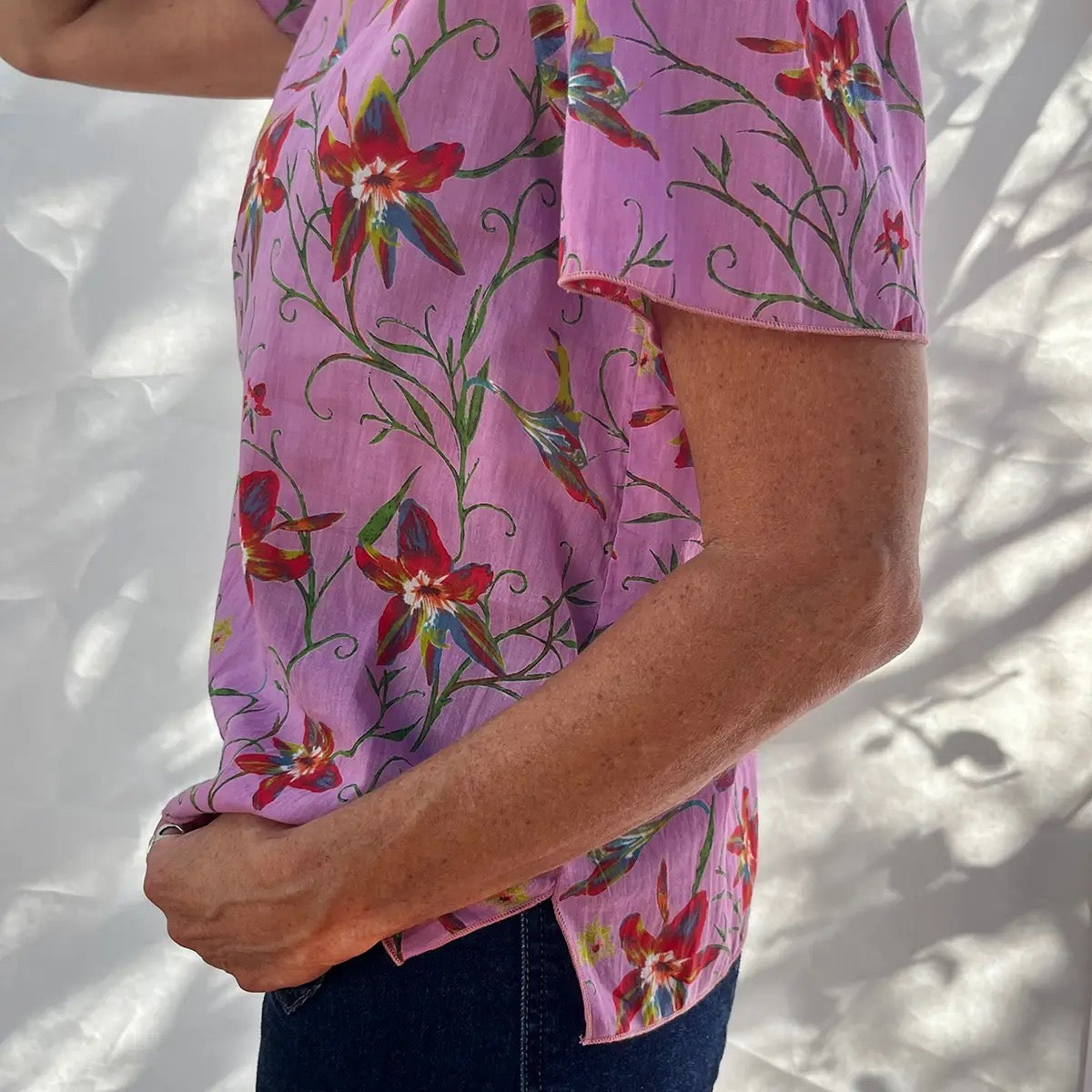 Blouse--"Twilly", ShortSleeve, Petal Pink (Little Journeys Chicago)