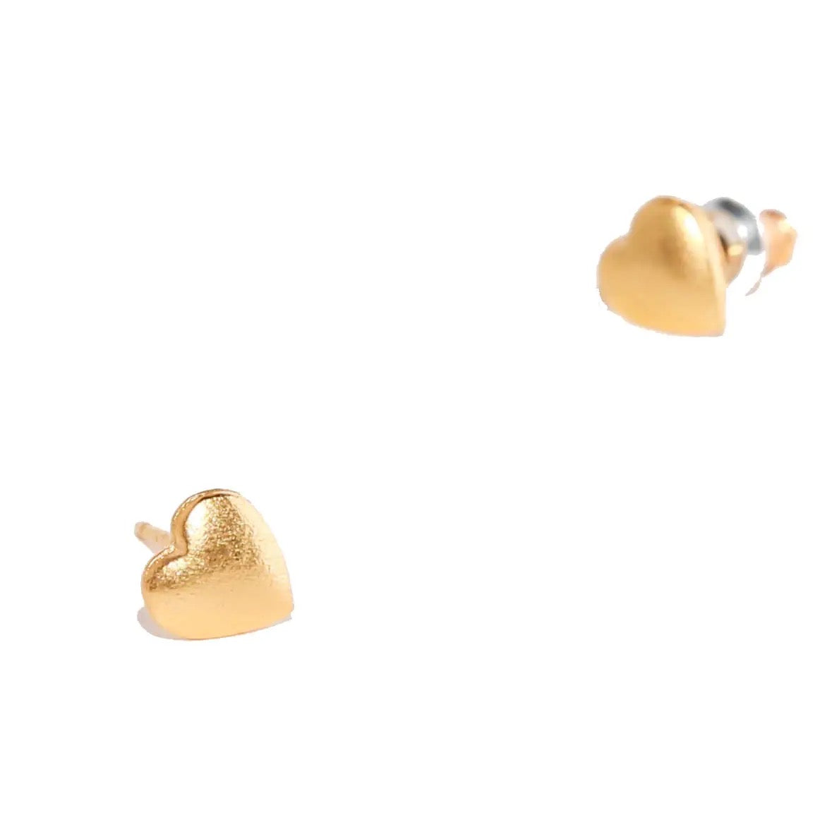 Earrings--"Hearts", Gold-Plated Studs (Tilly Doro)