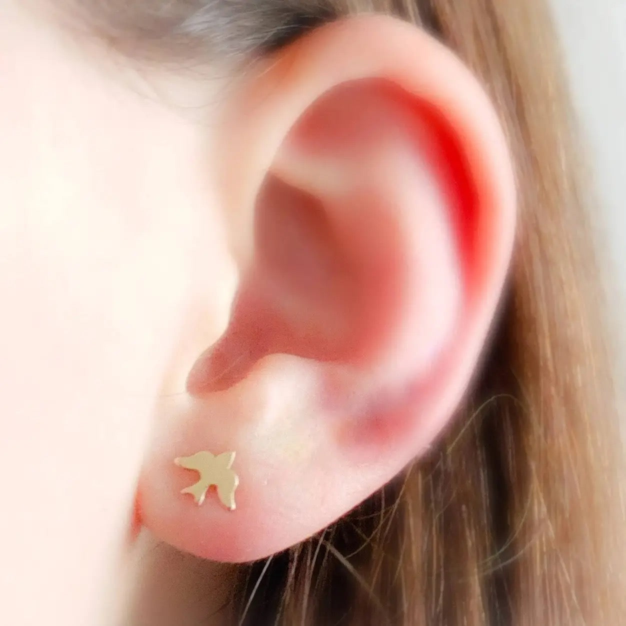 Earrings--"BIrd", Gold-Plated Studs (Tilly Doro)
