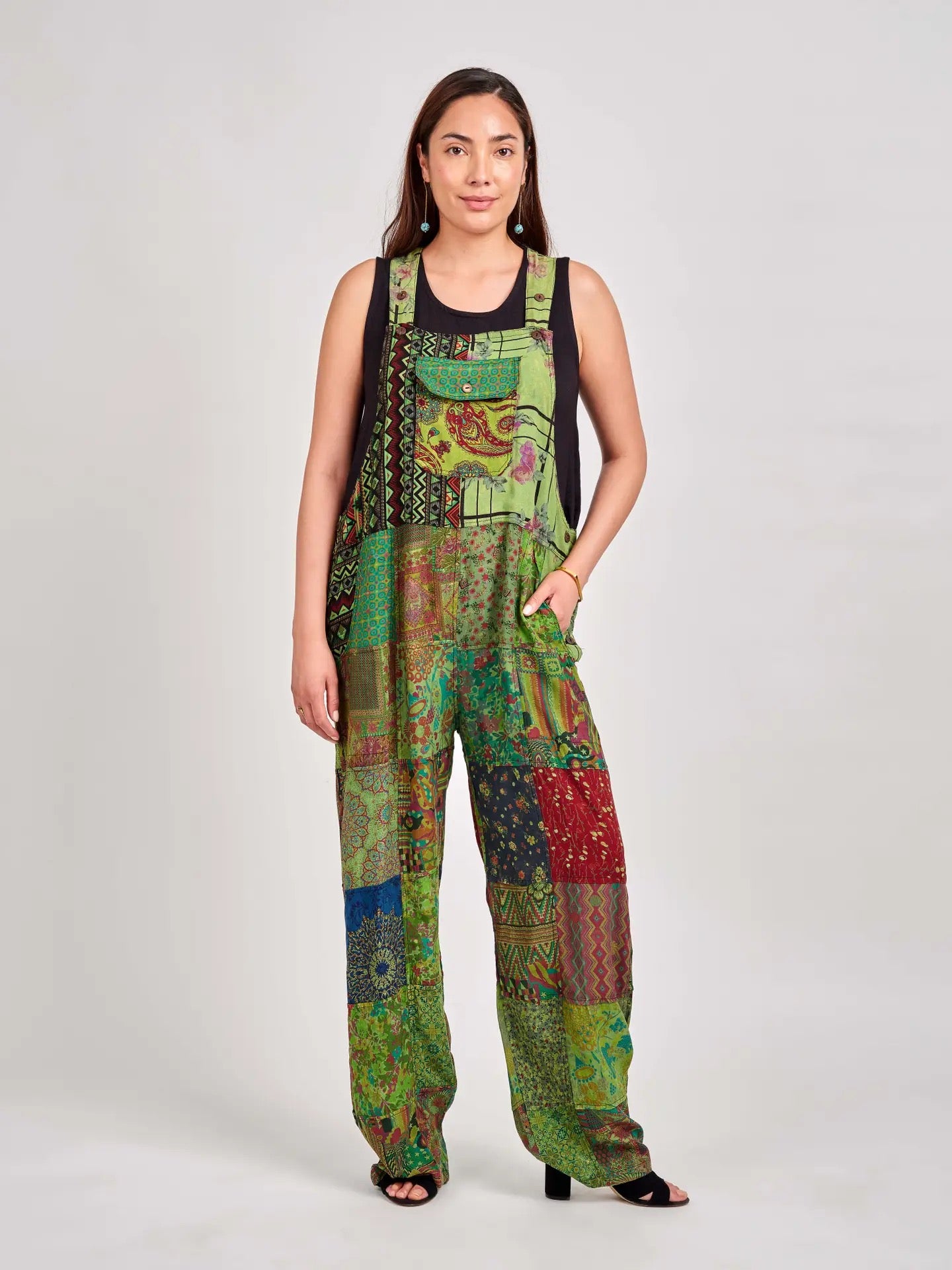 Overalls--Patchwork, Rayon, Blues OR Greens (Windhorse)