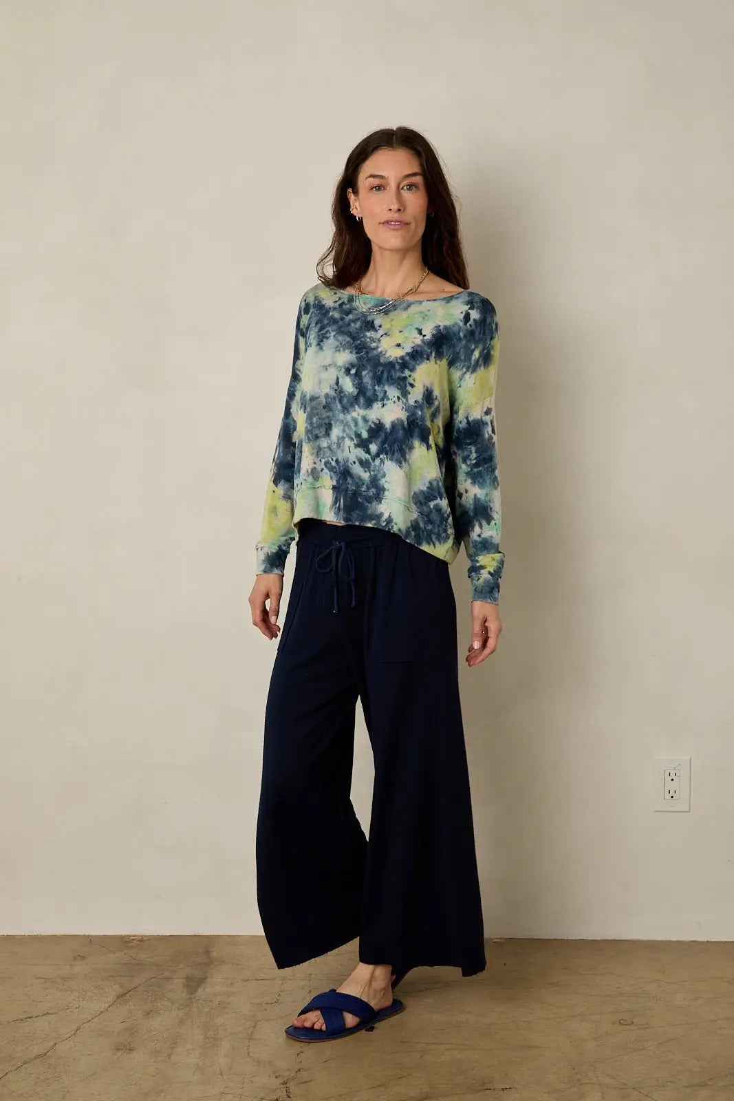 Top--"Good Morning--Fizzy", Tie-Dye, Green & Blue (River + Sky)