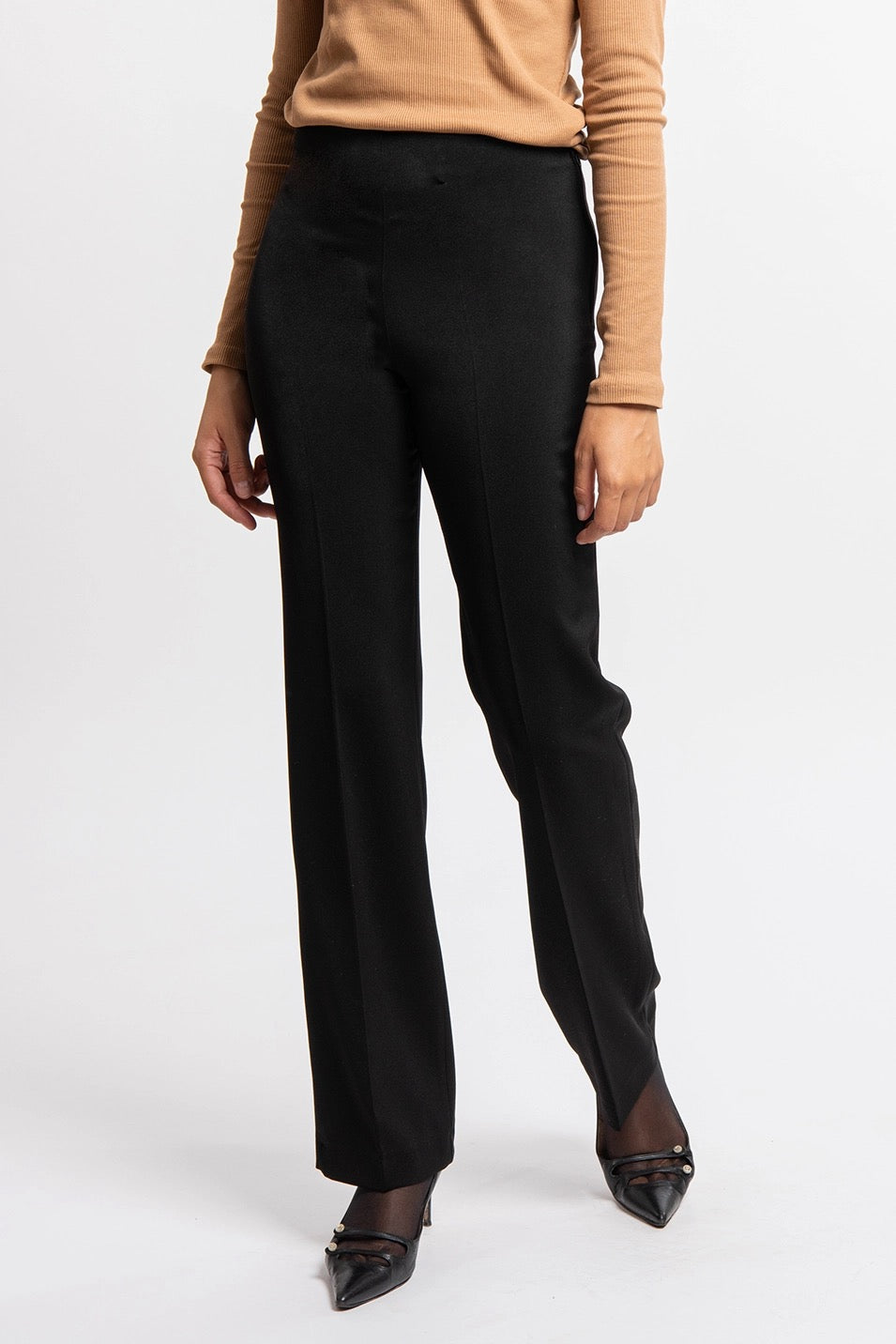 Pants--"Archa", Straight-Cut, Black (ficelle Paris)
