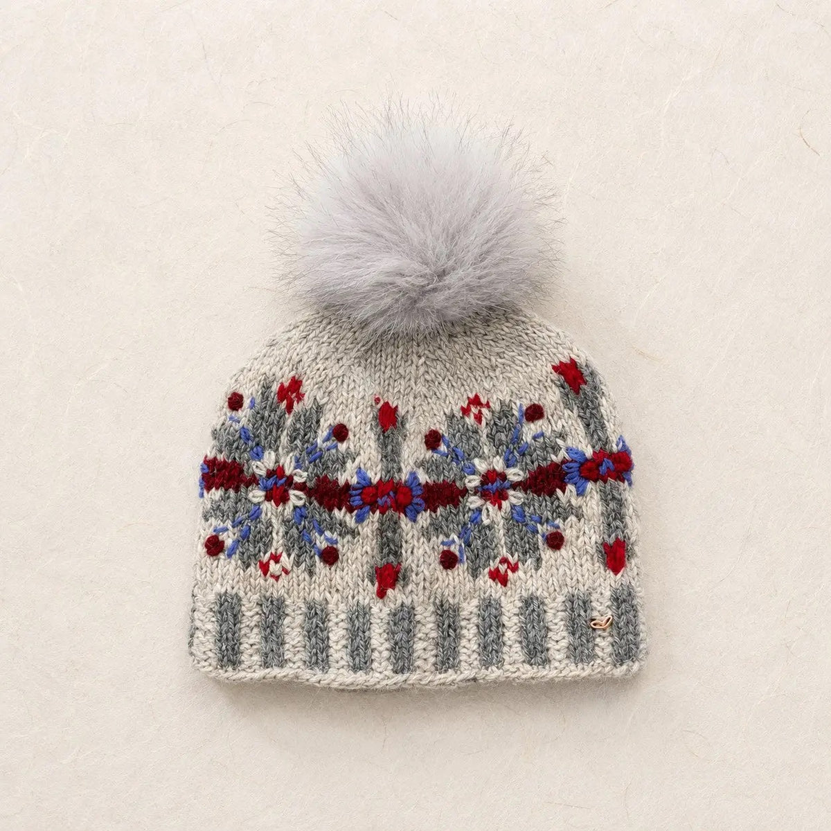 Hat--"Fair Isle", Beanie, Wool --Grey Multi (By Many Hands)