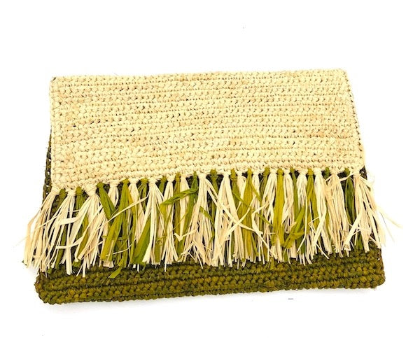 Clutch--Raffia, Striped or Fringe, Many Colors (Shebobo)