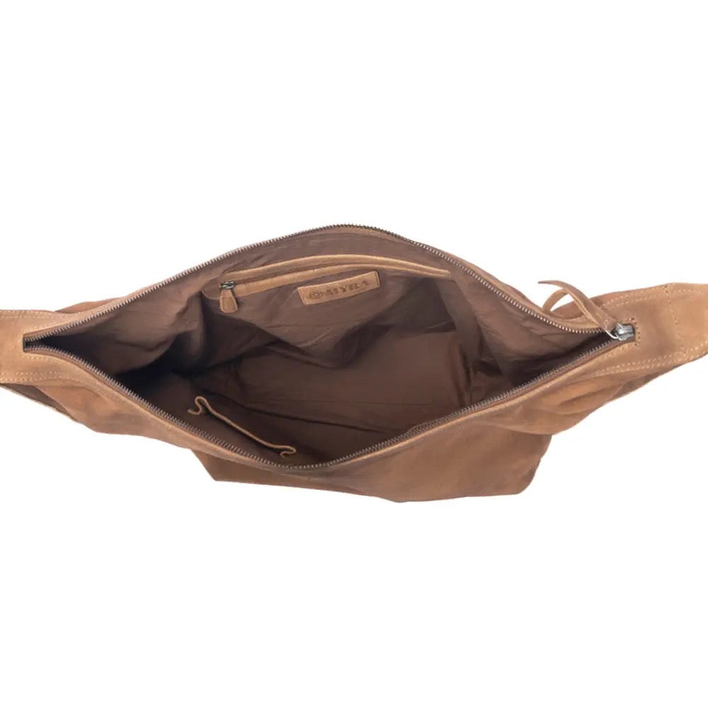 Bag--"Rustwood", Shoulder, Suede, Brown (Myra Bag)