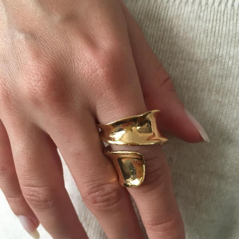 Ring--"Wide Wrap", Silver-Plated Brass/Gold-Plated Brass OR Brass (Volare)