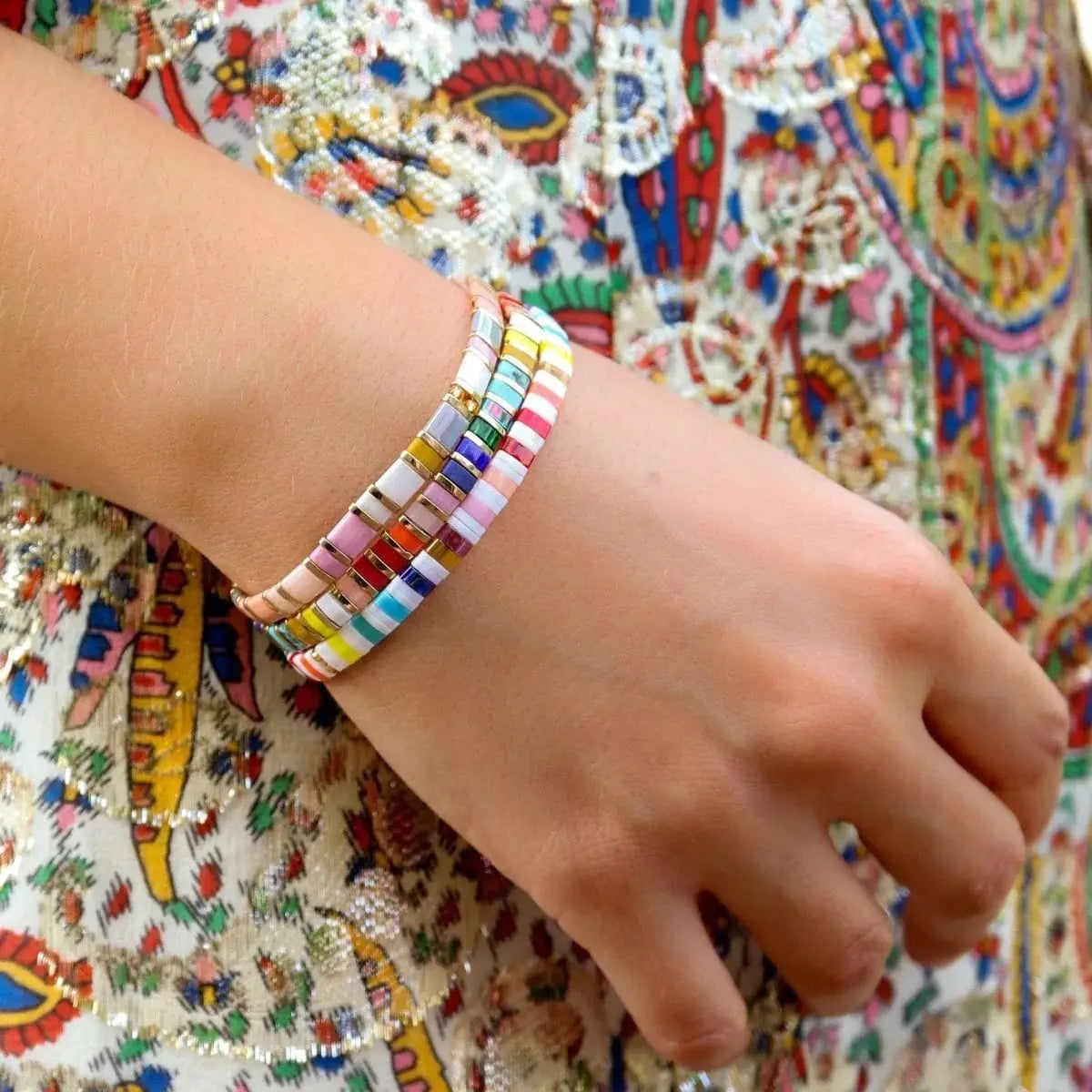 Bracelet--Glass Beads, Flat, Many Colors (Køss Design)