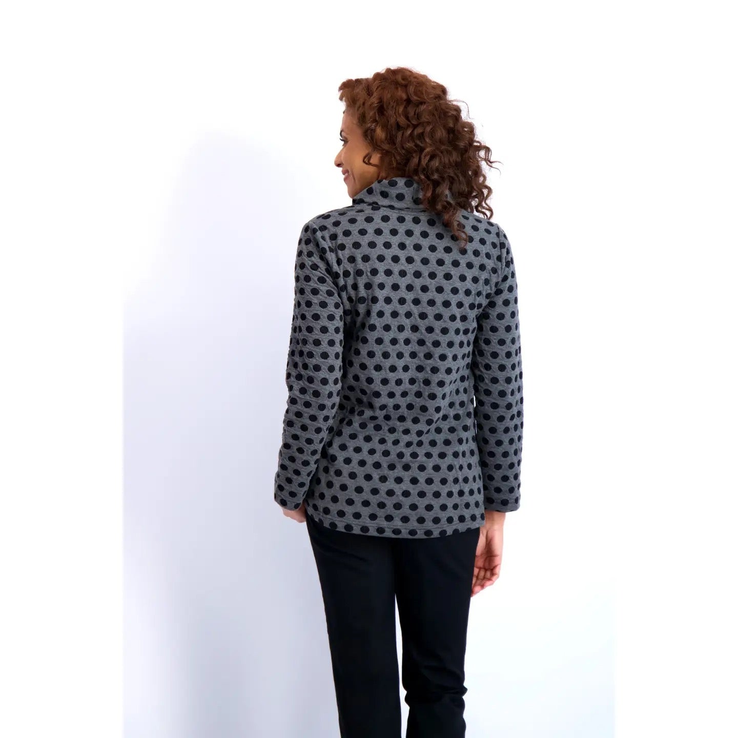 Tunic--"Spot"-Como, Cowl, Long-Sleeve, Grey/Black (Komil)