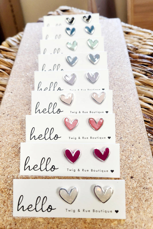 Earrings--Heart, Clay & Silver-Plate, Many Colors (Twig & Rue)