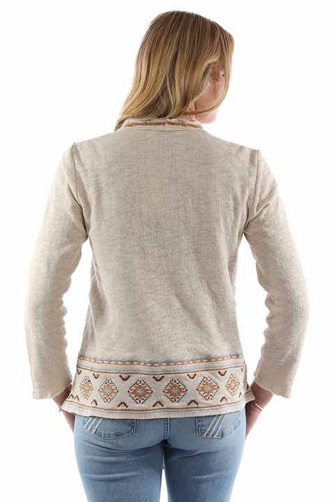 Jacket--"Waterfall", Sweater, Long Sleeve, Embroidered, Cotton, Cream (Scully)