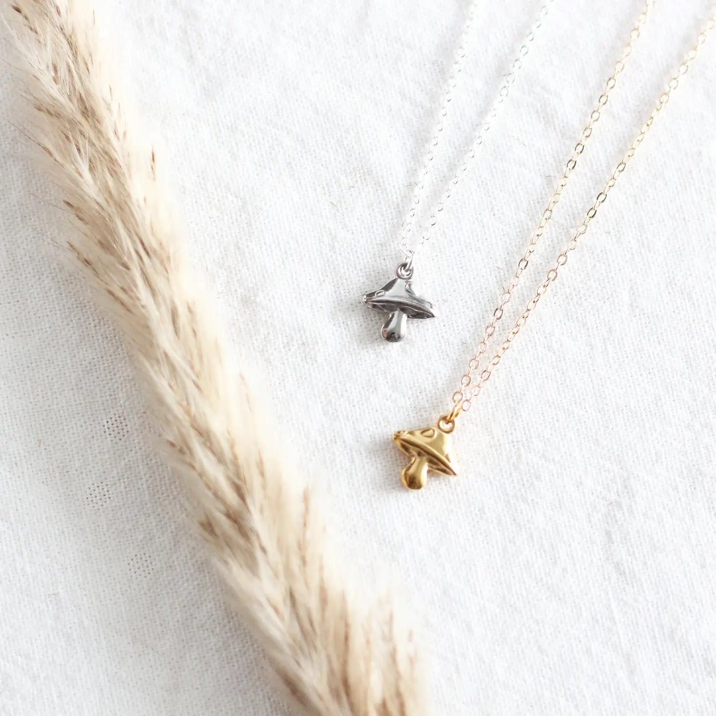 Necklace--Mushroom, Gold or Silver-Plated (Birch Jewellery)