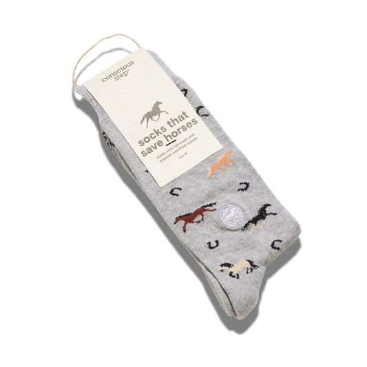 Socks--"Save Horses", Crew, Cotton-Blend (Conscious Steps)
