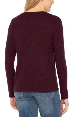 Sweater--V-Neck, Shirring at neck, Maroon OR Mocha (Liverpool LA)