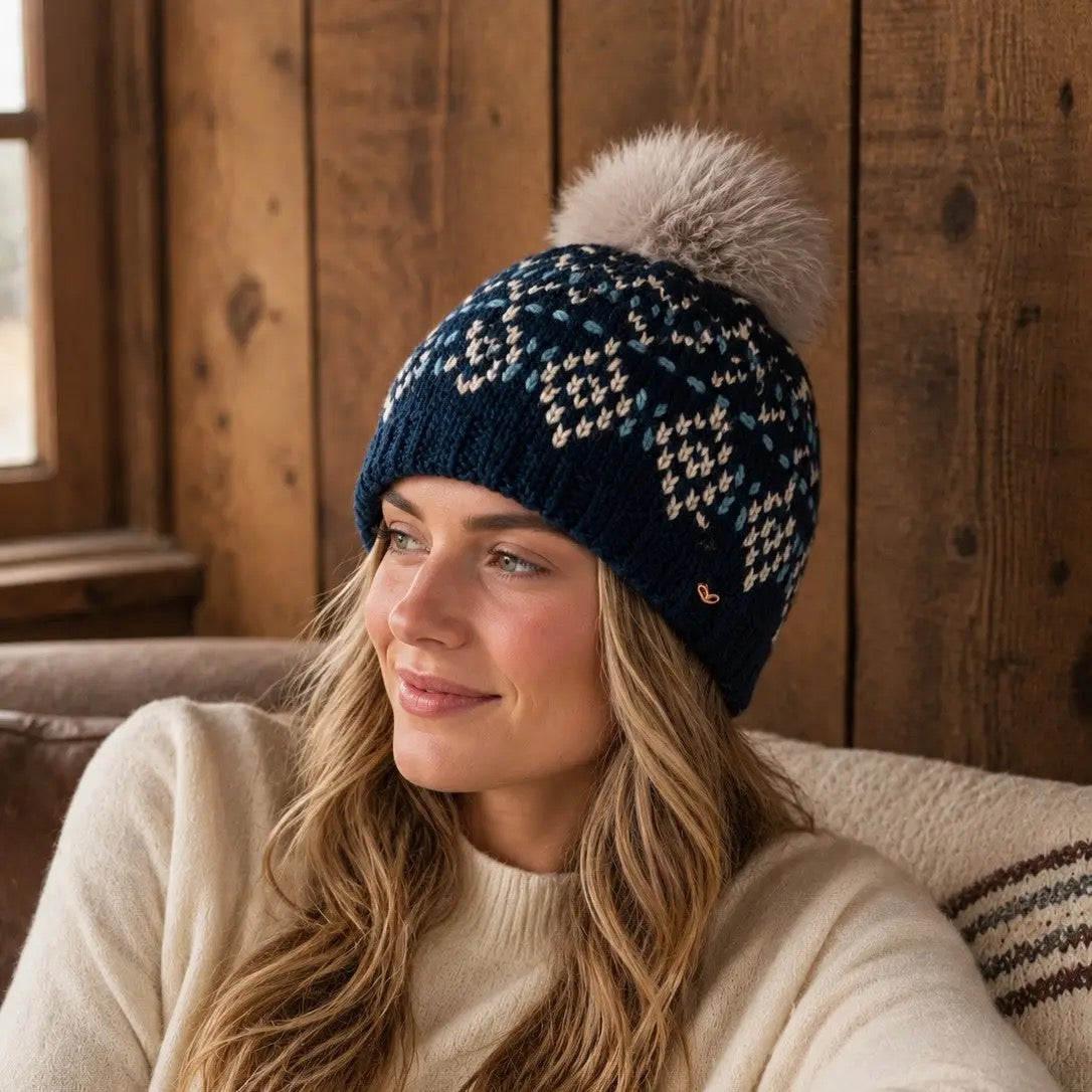 Hat--"Fair Isle", Beanie, Wool--Blue Teal (By Many Hands)