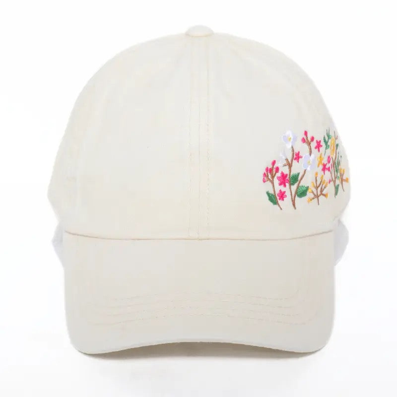 Hat--Ball cap, Floral Embroidered, Cotton, 3 Colors (David and Young)