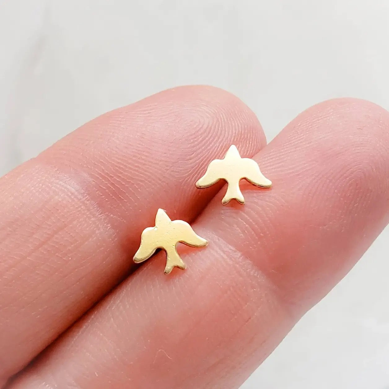 Earrings--"BIrd", Gold-Plated Studs (Tilly Doro)