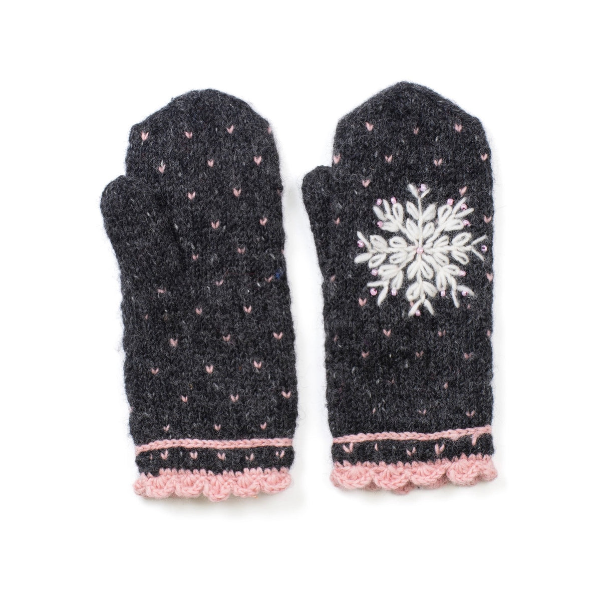 Mittens--Anoushka"--Snowflake, Embroidered, 4 Colors (Lost Horizons Knitwear)