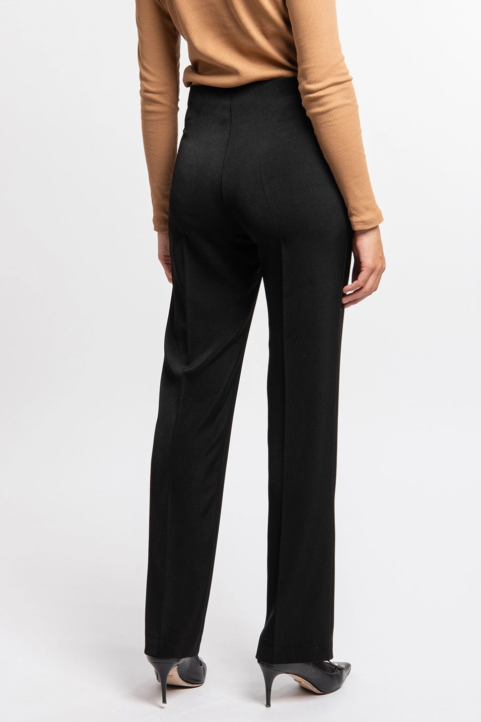 Pants--"Archa", Straight-Cut, Black (ficelle Paris)