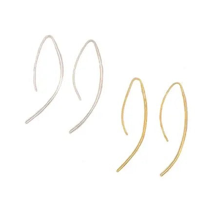 Earrings--"Elegant Curve", Brass OR Silver (Fair Anita)