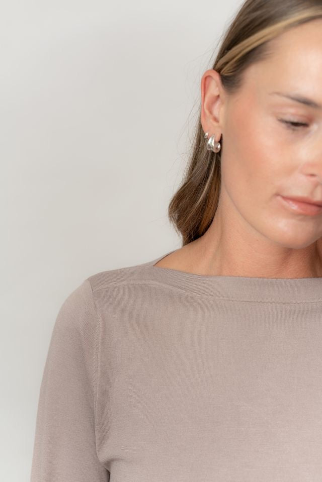 Sweater--Boatneck, Bamboo-Blend, Taupe (Echo Verde)