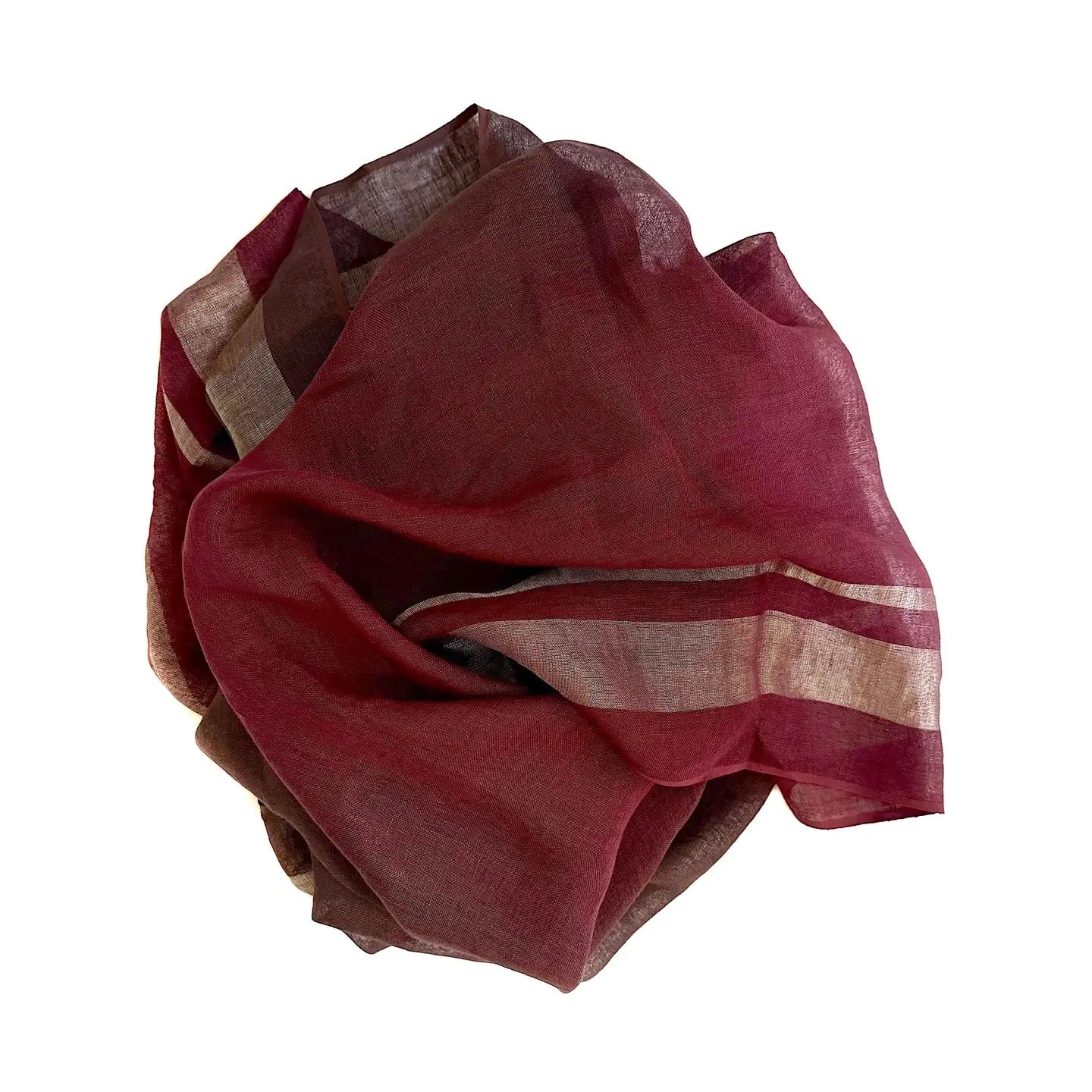 Shawl--"Ombre", Gilt Edges, Linen, Burgundy to Brown (Marigold Row)