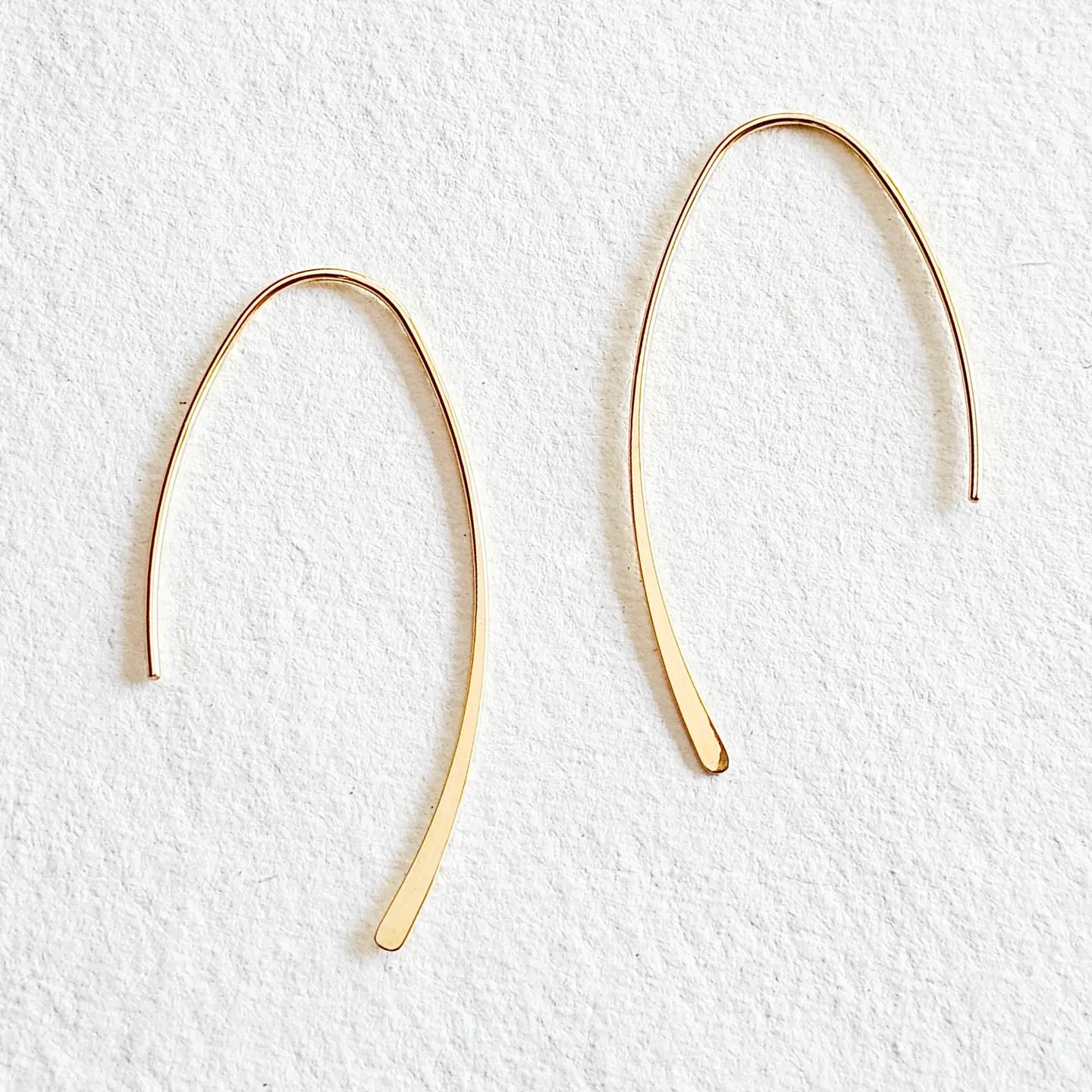 Earrings--Thin Hoops with Flattened Edge, Silver or Gold-Plated (Bisjoux)