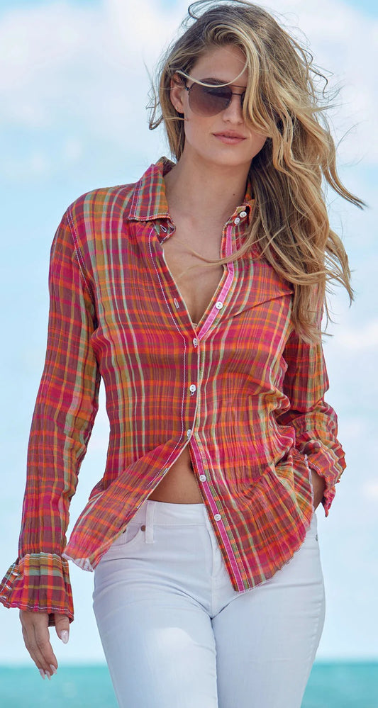 Shirt--"Madras Plaid", Crinkle cloth, "Citrus" (Cino)