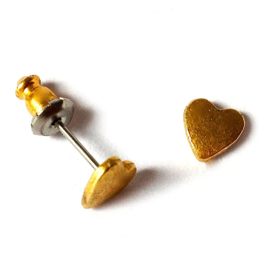 Earrings--"Hearts", Gold-Plated Studs (Tilly Doro)