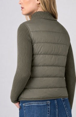 Jacket--Quilted, Padded, Sweater--Olive Green (Liverpool LA)
