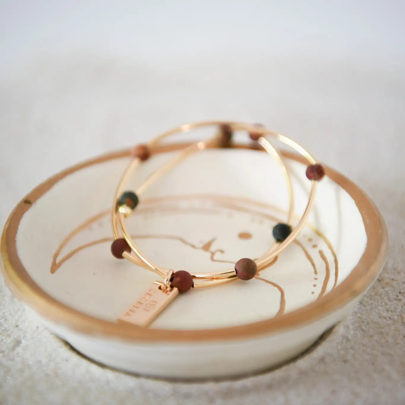 Bracelet--Double Wrap, Bead & Metal Spacers, 4 Stones (Cecelia Designs)